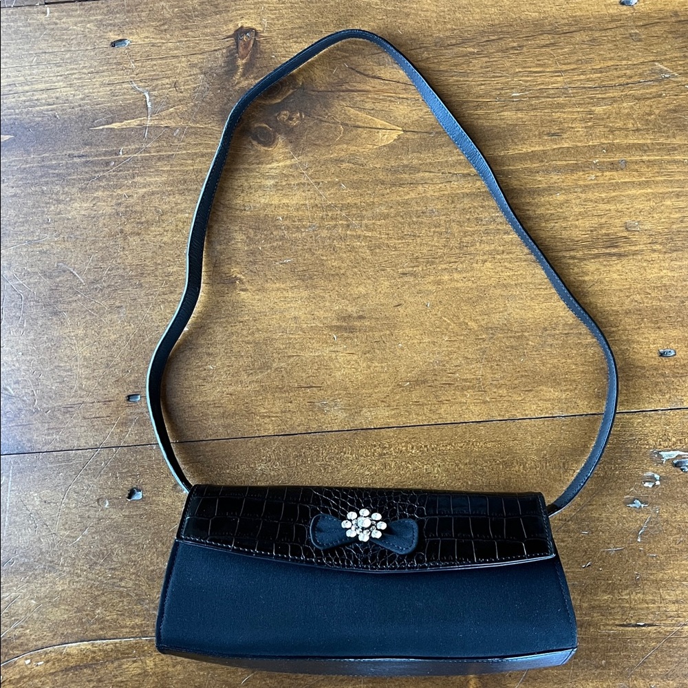 Brighton Vintage Black Clutch Purse with Detachable Shoulder Strap